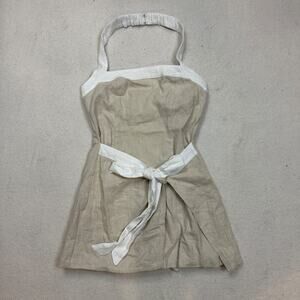 MABLE Halterneck Mini Dress Women's Large Beige Open Back Contrast-Trim - NWT